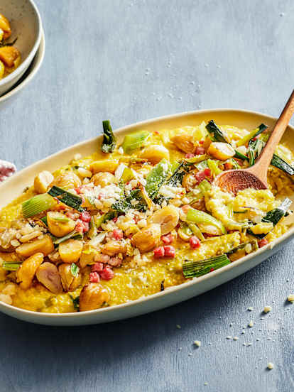 Lauch-Polenta mit Marroni-Topping