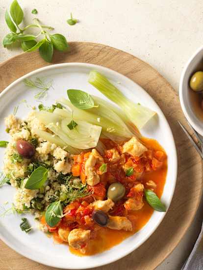 Mediterranes Hühnergeschnetzeltes mit Bulgur