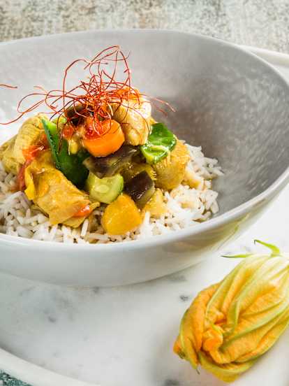 Hendlcurry mit Pfirsich