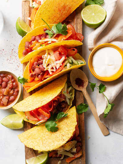 Tacos crujientes con verduras