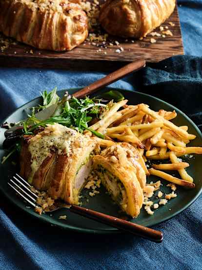 Individual chicken wellingtons with mustard tarragon sauce
