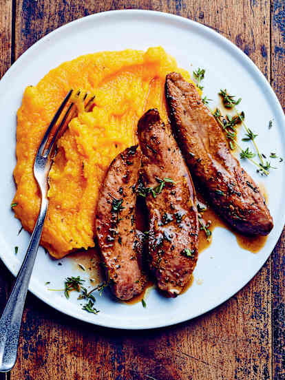 Aiguillettes de canard et purée de potiron à l'orange