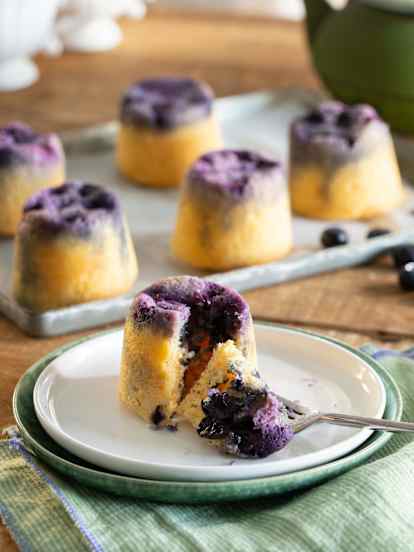 High protein borůvkové muffiny, vařené v páře