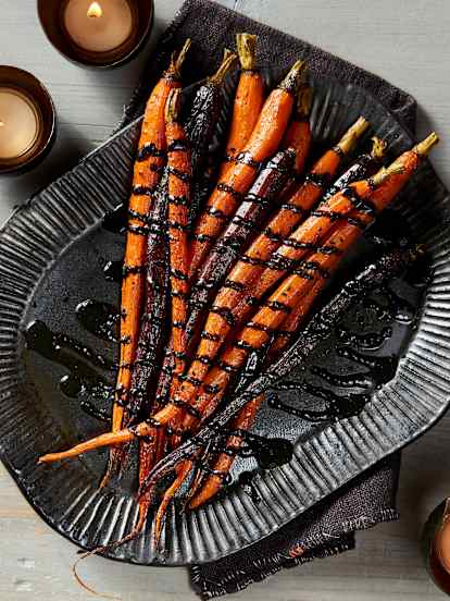 Roasted Carrots with Black Sesame Drizzle