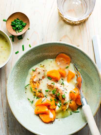 Poulet à la crème et à la moutarde