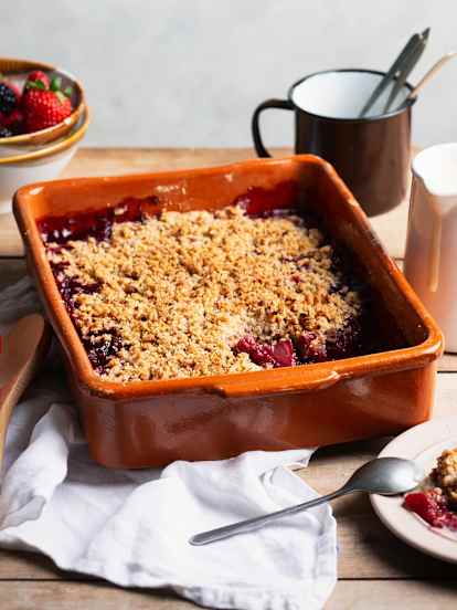 Summer Fruit Crumble with Crème Anglaise