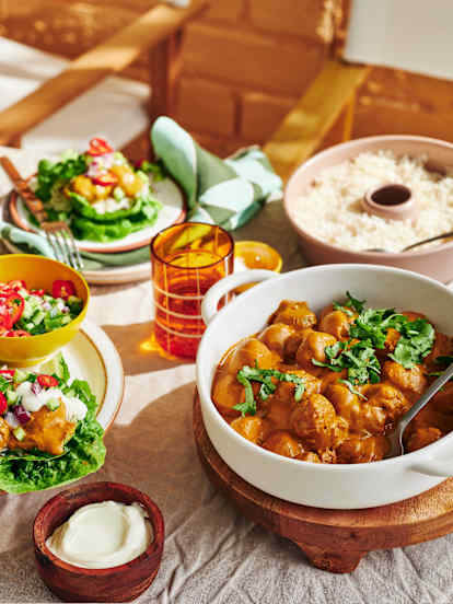 Lamb korma meatball lettuce cups with Varoma bundt tin