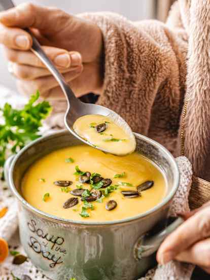 Velouté carotte, poireau, pomme de terre