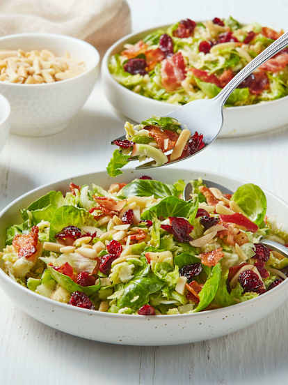 Brussel Sprouts Salad with Cranberries and Almonds