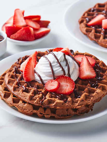 Brownie Waffles with Chocolate Sauce