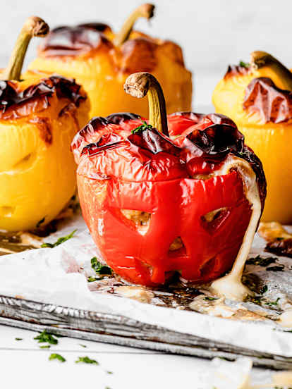 Jack-O-Lantern Stuffed Peppers