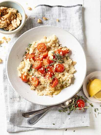 Walnotenrisotto met gebakken tomaten