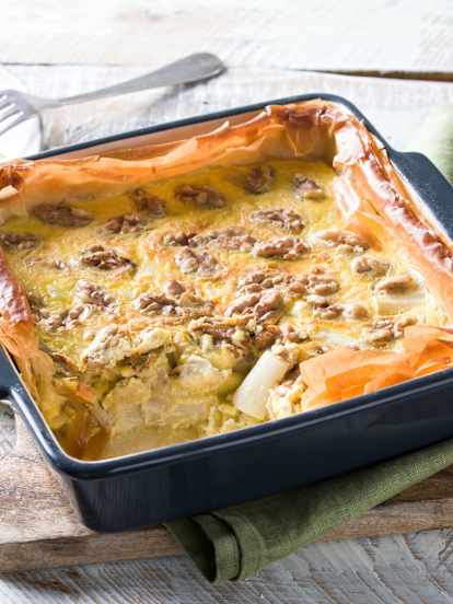 Quiche de espárragos blancos con masa filo