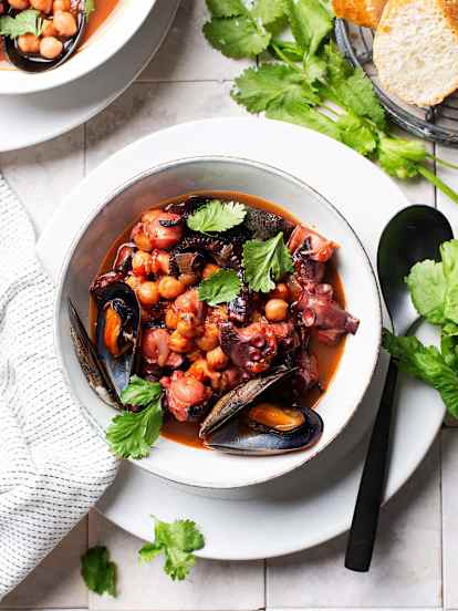 Kikkererwtenstoofpot met Octopus en Mosselen