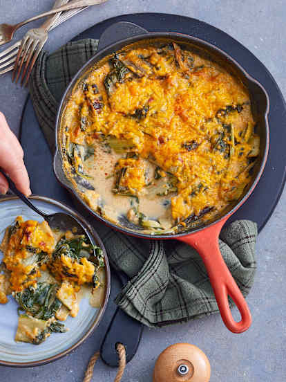 Gratin de blettes, béchamel au paprika et cheddar