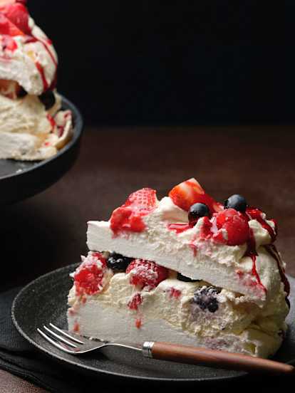 Mixed Berries Pavlova Stack