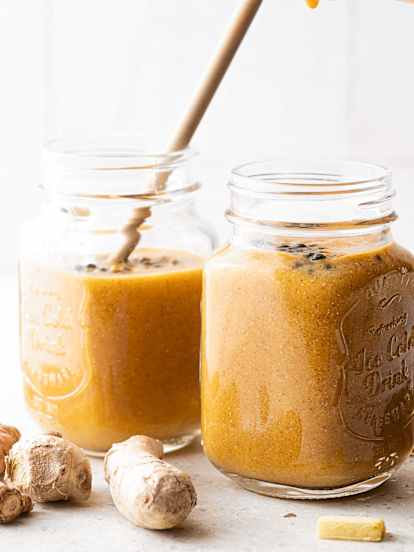 Smoothie de papaya, cúrcuma y jengibre