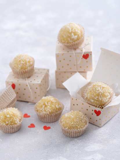 Kokosové lanýže z jáhel a bílé čokolády