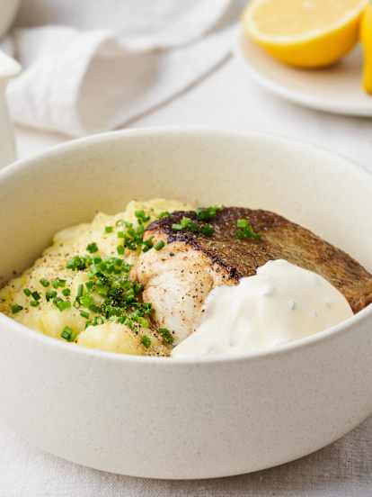 Prei-aardappelpuree met Kabeljauw