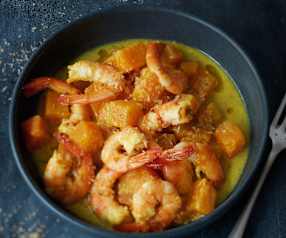 Curry de potiron aux crevettes