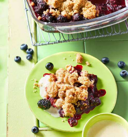 Brombeer-Heidelbeer-Crumble mit Vanillesauce - Cookidoo® – das ...