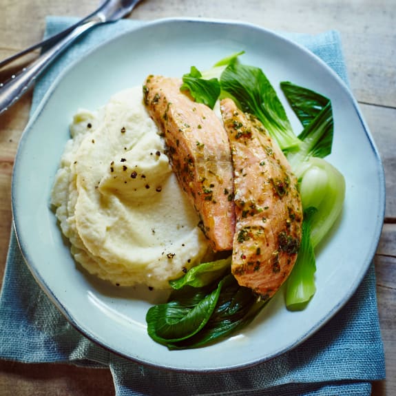 Koriander-Lachs mit Pak Choi auf Wasabipüree - Cookidoo® – das ...