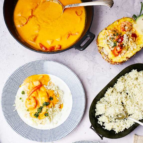 Camarones en salsa de piña con arroz basmati TM6 Cookidoo® la