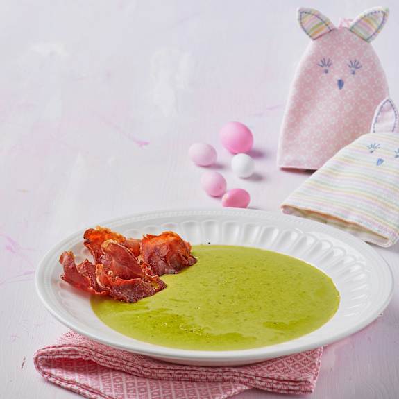 Crema di piselli con chips di prosciutto crudo Cookidoo® das