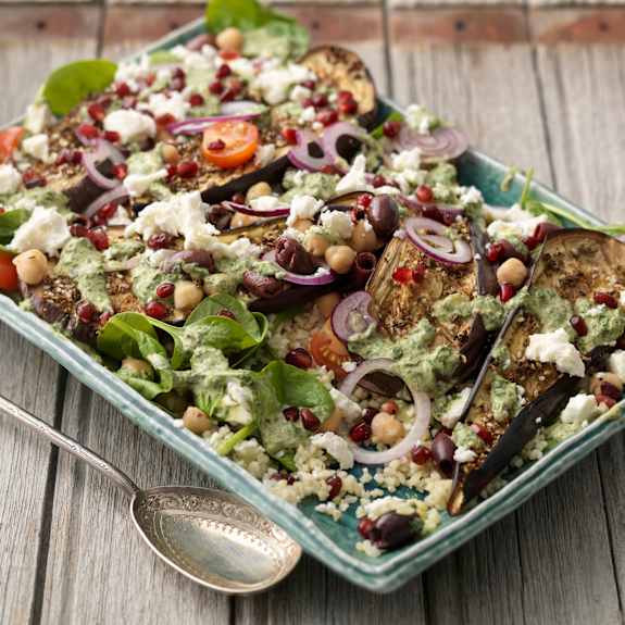 Roasted Aubergine Salad with Tahini Dressing Cookidoo® the official