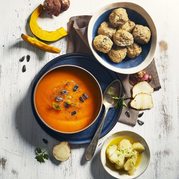 Crema Di Zucca E Carote, Polpette Di Vitello E Contorno Di Topinambur ...