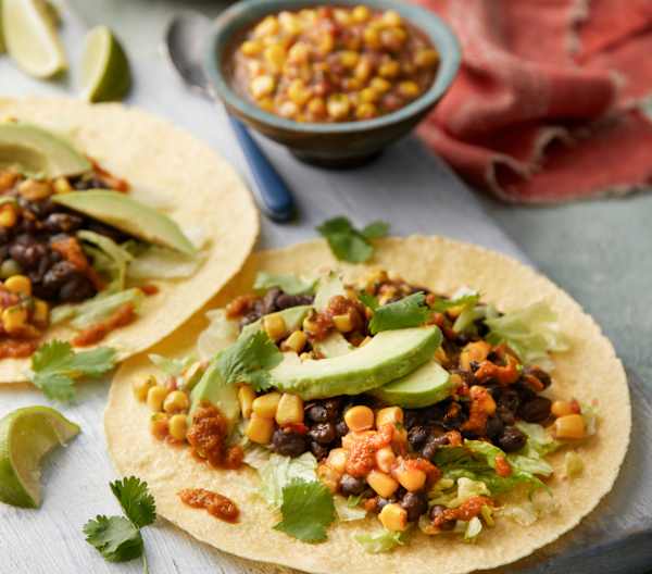 Mexican Black Bean Tacos with Sweetcorn Salsa and Avocado Cookidoo