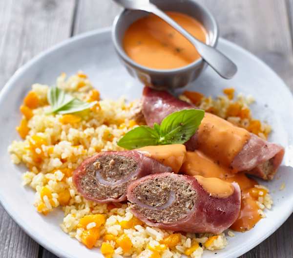 Schinken-Hack-Röllchen mit Möhrenreis - Cookidoo® – das offizielle ... Schinken-Hack-Röllchen mit Möhrenreis - Cookidoo® – das offizielle ...