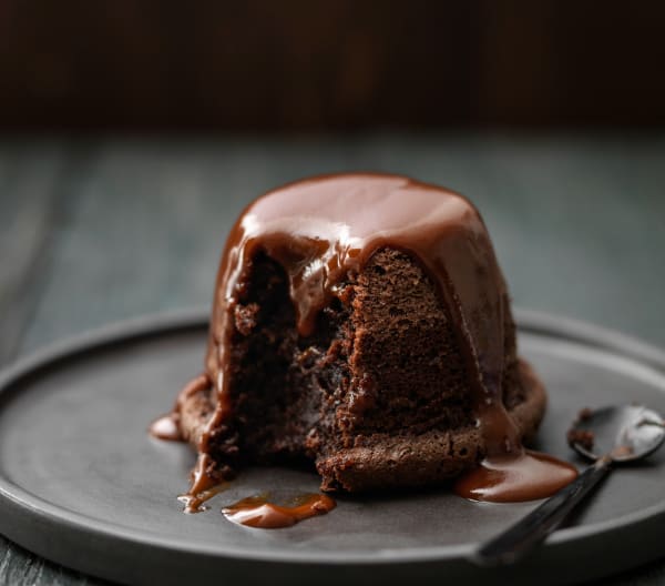 Chocolate, Rum And Espresso Pudding With Chocolate Caramel Sauce 