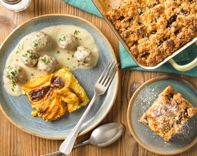 Menü: Faschierte-Bällchen mit Rahmsauce und Erdäpfel-Kürbisgratin ...