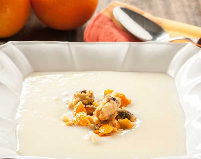 Crema parmentier al ajo con mejillones a la naranja Cookidoo® la