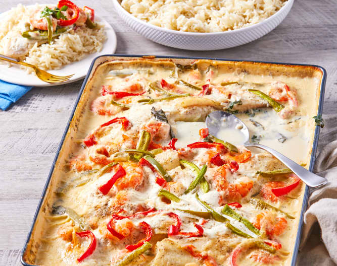 Baked Fish With Shrimp, Vegetables And Basmati Rice (ben) Metric 