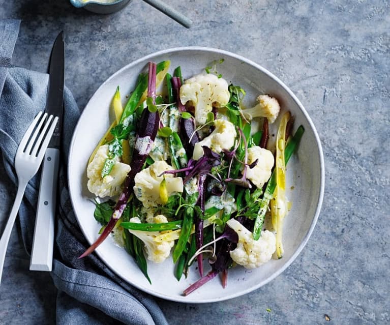 Steamed Vegetables with Kefir Dressing