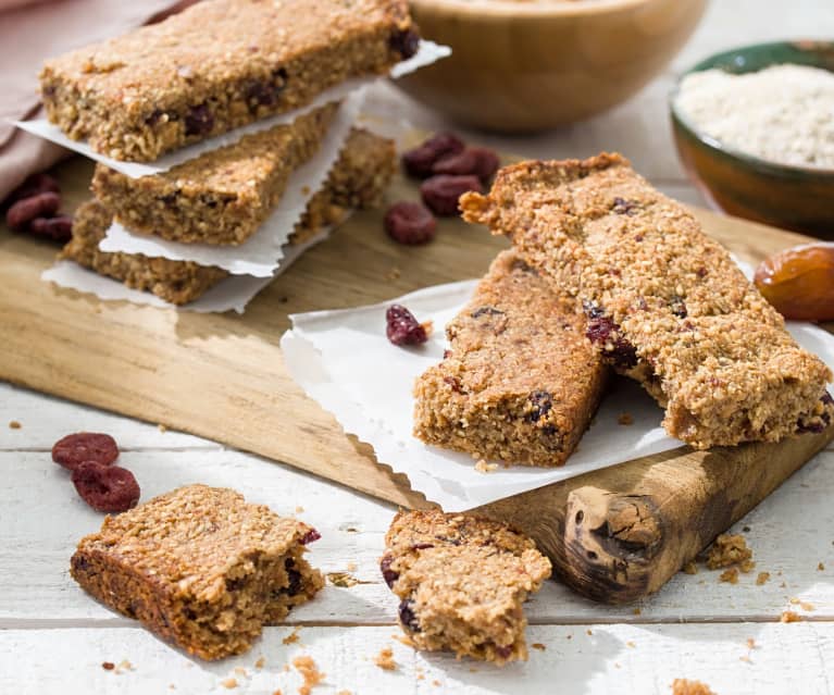 Barritas de avena, almendras y arándanos