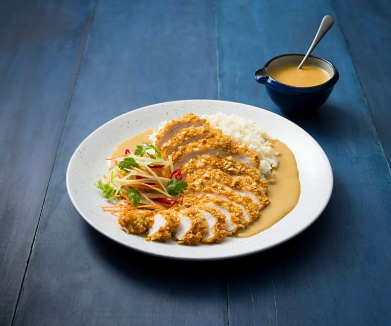 Katsu chicken with cauliflower rice and pickled salad