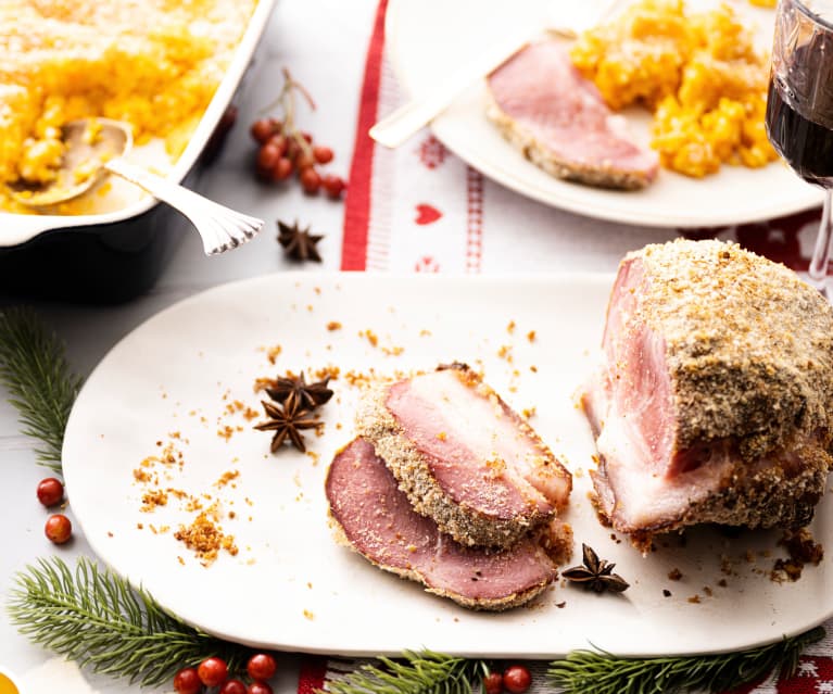 Pernil e puré de cenoura à finlandesa (Joulukinkku and Porkkanalaatikko)