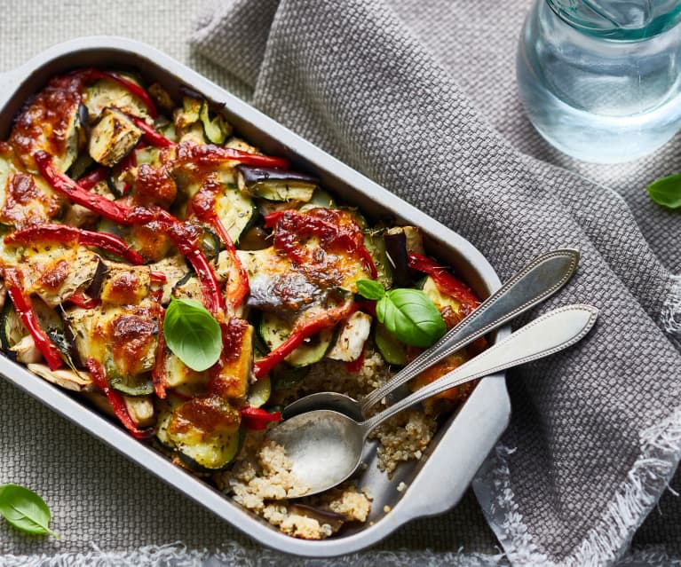 Gratin de légumes au quinoa et à la mozzarella