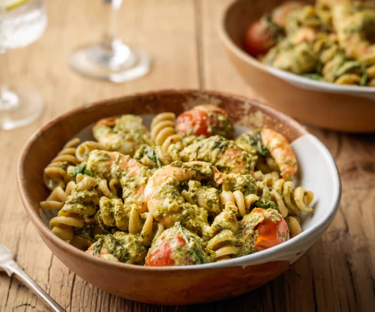 Prawn Pasta with Rocket Pesto Prawn Pasta with Rocket Pesto