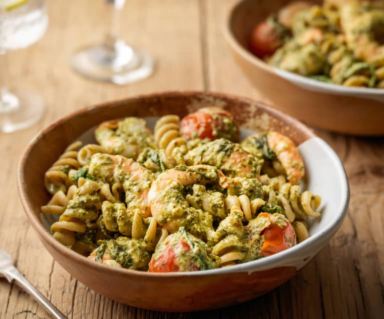 Prawn Pasta with Rocket Pesto