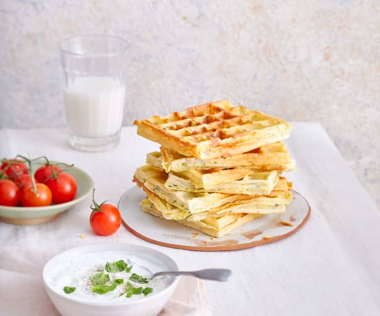 Gaufres à la courgette, fromage frais de chèvre - Partage Gourmand