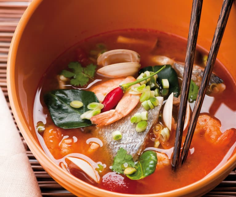 Spicy skaldyrssuppe (Tom Yum)