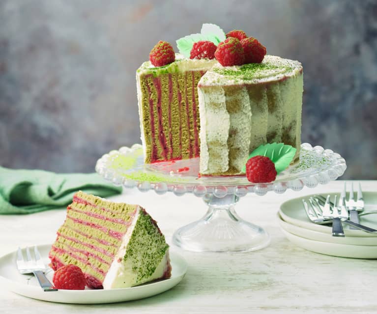 Gateau Matcha Framboise Et Ganache Au Chocolat Blanc Cookidoo La Nostra Piattaforma Ufficiale Di Ricette Per Bimby