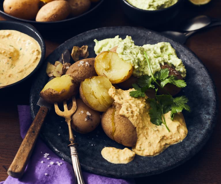 Pellkartoffeln mit zweierlei Dips