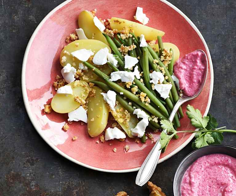 Haricots, pommes de terre, betterave et chèvre