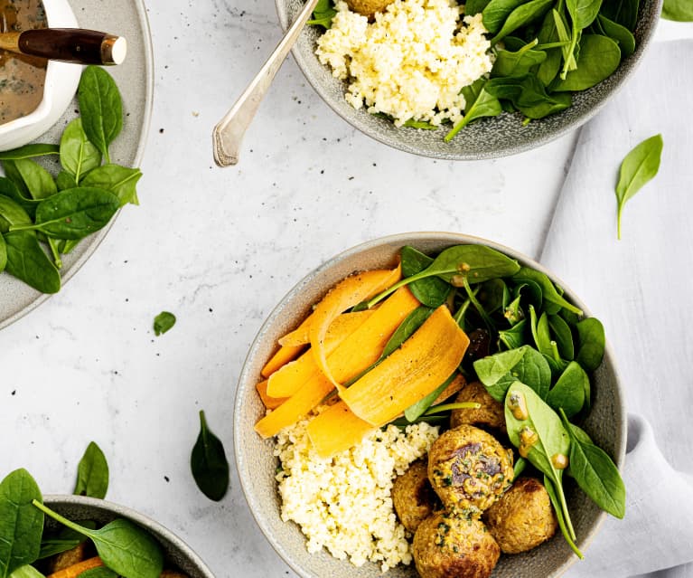 Shiitake-svampeboller med miso- og tahinidressing