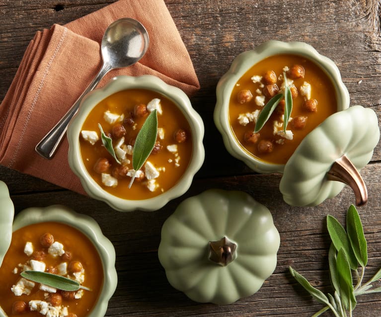 Pumpkin Soup with Crispy Chickpeas